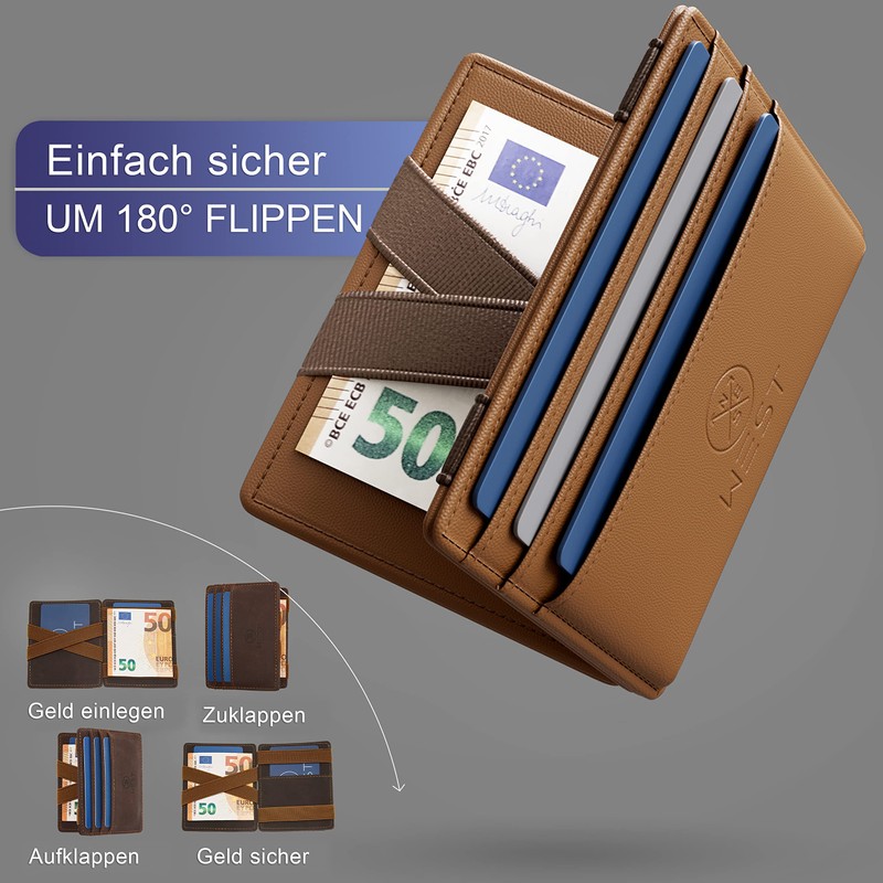 WEST® - Magic Thin Wallet with Coin Pocket, sand, rfid
