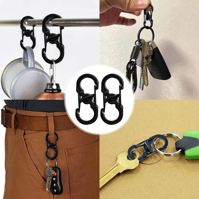 Begpoee Pack of 10 S-Shaped Carabiner Made of Stainless Steel,