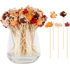 100 Fall Cocktail Picks, Thanksgiving Fancy Toothpicks for Appetizers Decor