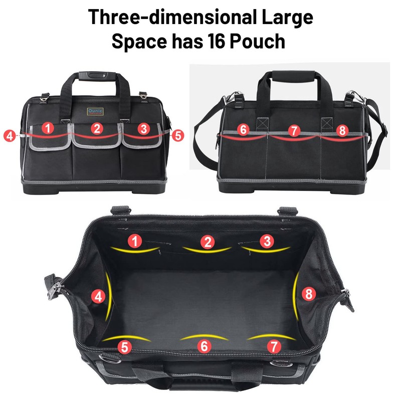 Tool Bag, Ounic 20 Inch Large Tool Bag With Wide