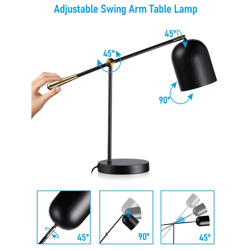 TORCHSTAR Adjustable Desk Lamp Aesthetic, AC 110-120V, Swing Arm Task