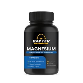 Bayter Nutrition Bayter Nutrition Magnesium Bisglycinate Extra Strenght 100% Chelated for High Absorption to Support Restful Sleep and Muscle Relaxation, 90 Capsules