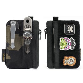 VIPERADE VE17 Small EDC Pouch, EDC Pocket Organizer with DIY Patch Area, Mini EDC Pouch with Zipper Pocket, Small Card Pocket, 3 Slots Pocket for EDC