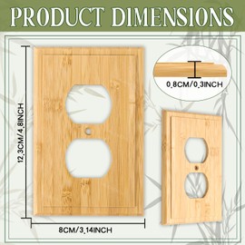 4PC Solid Wood Hole Outlet Light Switch Plate 4.8" X 3.14" Double Outlet Covers Bamboo Light Switch Cover Quality Raw Wooden Light Switch Cover Decorative Wall Plate Outlet Plate