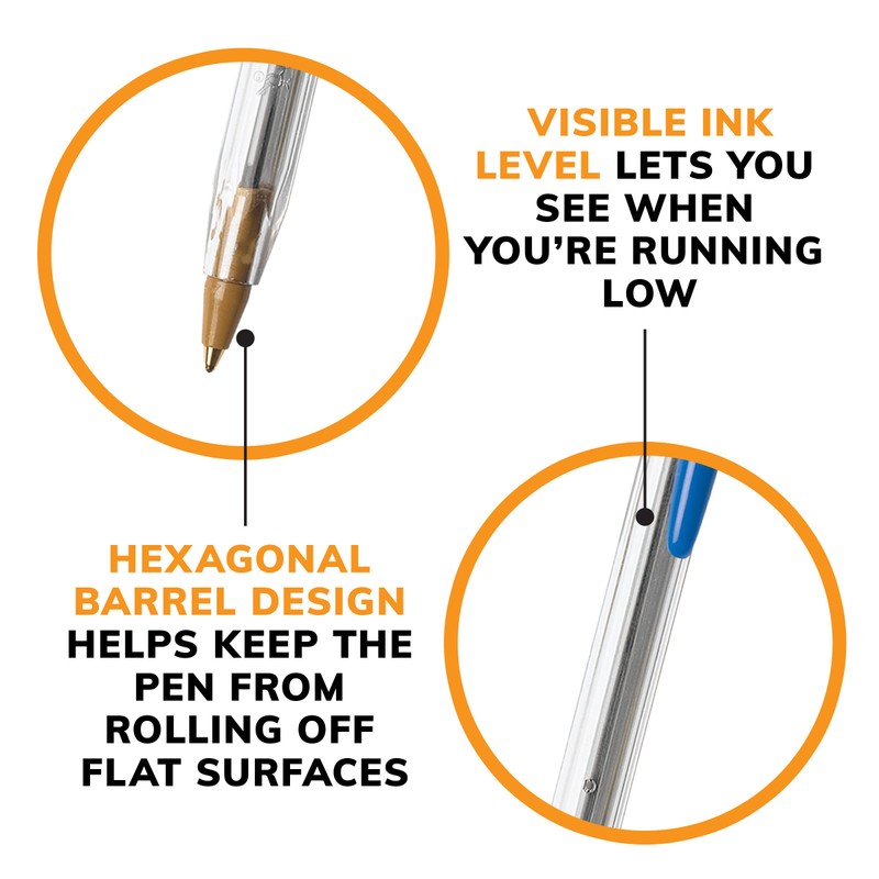 BIC Cristal Xtra Smooth Blue Ballpoint Pens, Medium Point (1.0mm),