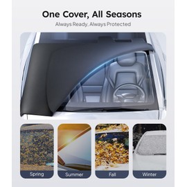 Wigoo 2025 Upgrade All-Season Car Windshield Cover - 600D Heavy-Duty Magnetic Cover for Snow/Sun/Dust/Rain, Fits Sedans & Small to Mid-Size SUVs, Year-Round Car Shield Outdoor Accessories
