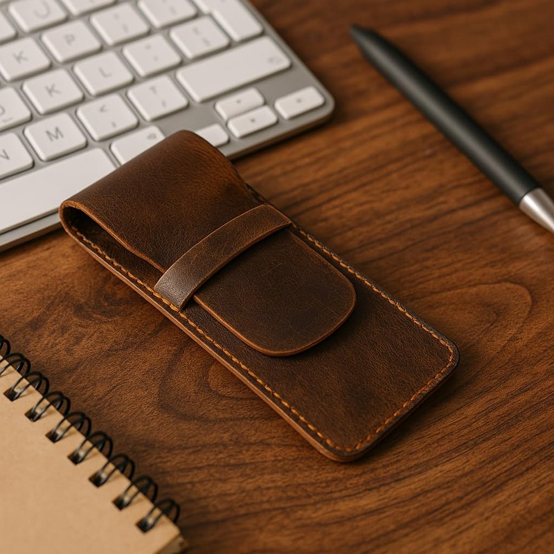 The Antiq Leather Pen Case 3 Pen Holder Full Grain