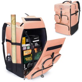 ENHANCE Collector's Edition Board Game Backpack - Reinforced Rigid Board Game Storage with Padded Shoulder Straps, Carrying Handle, and Accessories Pockets for Dice, Cards, More (Dragon Pink)
