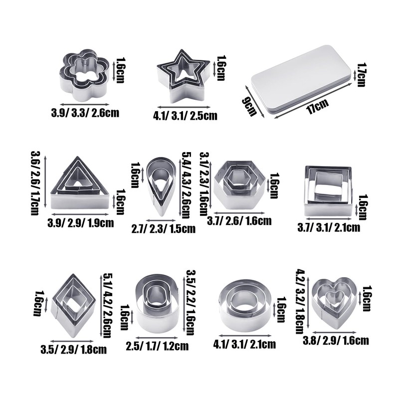 SLEEKEE 30 Piece Stainless Steel Non-Stick Alphabet Cookie Cutter Set