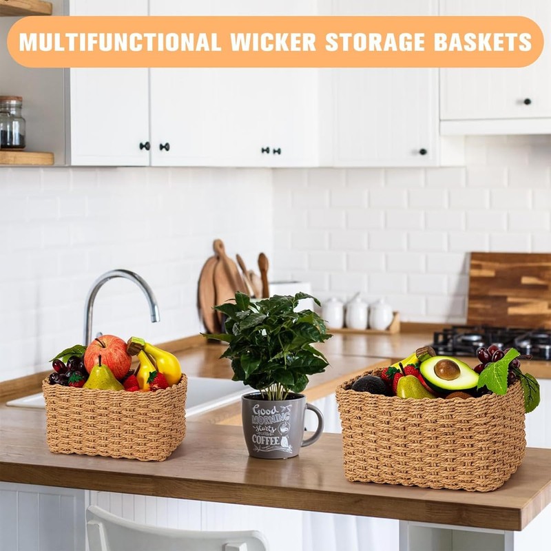 AIMALL 4-Piece Hand-Woven Storage Basket Set – Multi-Sized Straw Sundries