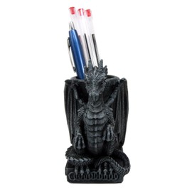Ebros Medieval Fantasy Smaug Dragon Stationery Holder Statue Gothic Dragons Organizer Office Desktop Pen Pencil Holder Figurine 4.75" Tall Gothic Gargoyle Sentry