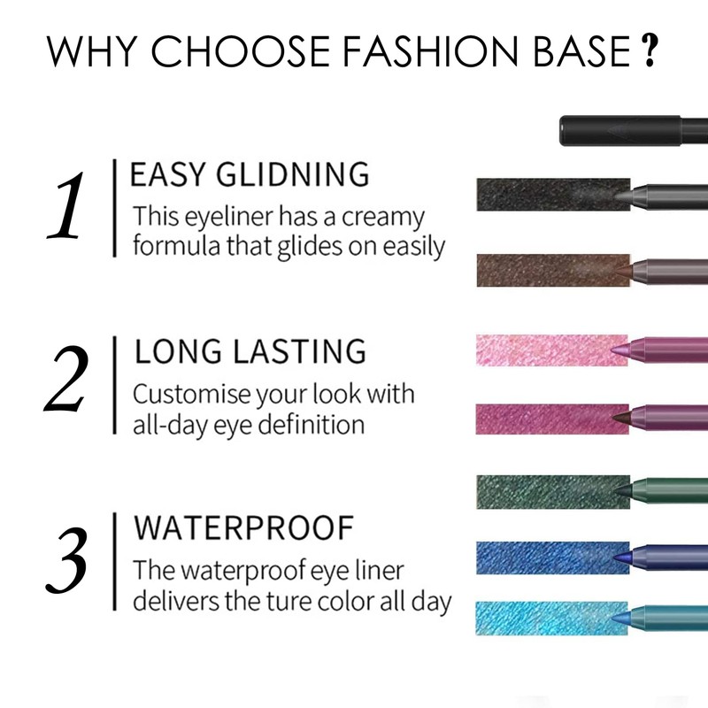 Fashion Base Eyeliner Pencil, 12 Colours Eyeliner, Professional Highlighter Eye