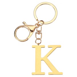 PATIKIL Initial Letter Key Chain, Letter A-Z Keychain Initials Keyring Cute Metal Alphabet Keyrings for Keys Handbag Backpack, Golden (K)