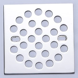 RRAJJ Square Improve 3-15/16 Inch(100mm*100mm) Screw-in Shower Floor Drain Grate Strainer,Brushed Nickel (Chrome)