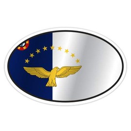 Azores Flag Oval - 12" Vinyl Sticker Waterproof Decal