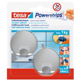 Tesa Powerstrips Hooks (Small Metal) Silver Matt