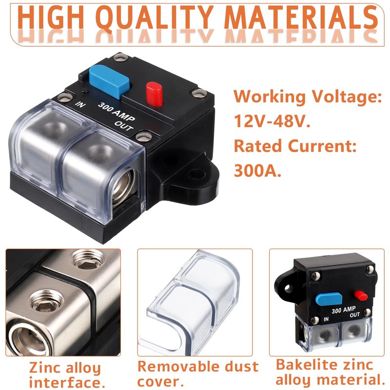 JAMHER 300A Circuit Breaker 300AMP Resettable Inline Circuit Breaker Manual