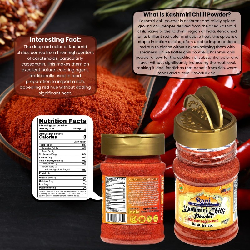 Rani Kashmiri Chilli Powder (Deggi Mirch, Low Heat) Ground Indian