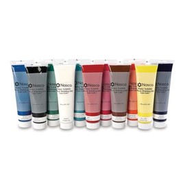 Nasco 9728095 Water-Soluble Block Printmaking Ink Set, 11 Assorted Colors, 5 oz Tubes