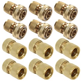 SEIWEI Pack of 12 Garden Hose Connector 1/2 Inch 3/4 Inch Brass Hose Connector Garden Tap Connector for Hose Pipe, Thread Tap Adapter