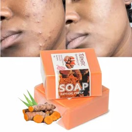 100% Pure 2PCS handmade tumeric bar soap bath anti acne dark spots removal and whitening.