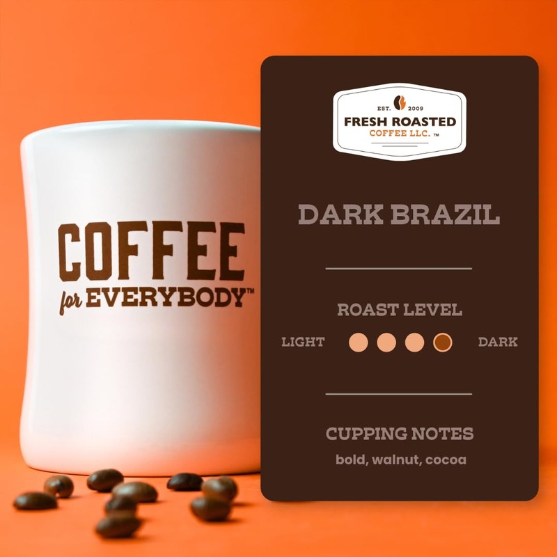 Fresh Roasted Coffee, Dark Brazil, Med-Dark Roast, 24 Pods for