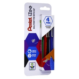Pentel iZee Retractable Ballpoint Pen 4pc Wallet