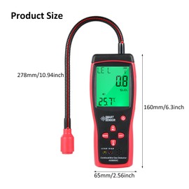Handheld Combustible Gases Leak Detector Natural Gases Leakage Tester Portable Combustible Gases Concentration Analyzer Meter with Temperature Test and Sound Light Alarm Function ALKOY