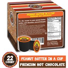 Crazy Cups Seasonal Hot Chocolate, Peanut Butter in a cup, Single Serve Cups for Keurig K-Cup Brewers, 22 Count
