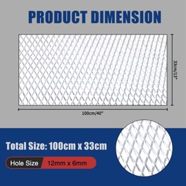 Tongze 40" x 13" Universal Metal Mesh: Aluminum Alloy Car Grill Mesh for Front Grille Insert Bumper, 6 x 12mm Rhombic Hole(Silver)