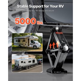 VEVOR 5000 lbs RV Scissor Jacks, 4-23.4 in RV Stabilizer Leveling Scissor Jacks, Set of 2, Heavy Duty Stabilizer Jack with Crank Handle, Socket and Bubble Levels, Not Easily Bent or Deformed