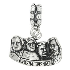 LGU Sterling Silver Oxidized Cut Out Mount Rushmore Dangle Bead Charm