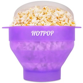 The Original Hotpop Microwave Popcorn Popper, Silicone Popcorn Maker, Collapsible Bowl BPA-Free and Dishwasher Safe- 20 Colors Available (Transparent Purple)