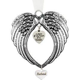 Eqkasio Memorial Ornaments for Loss of Loved One Sympathy Gifts A Piece of My Heart is in Heaven Angel Wings 2024 Christmas Decorations for Lost Loved Husband