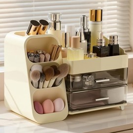 Delamu Organizador de Maquillaje para Encimera con 6 Soportes para Brochas, Skincare