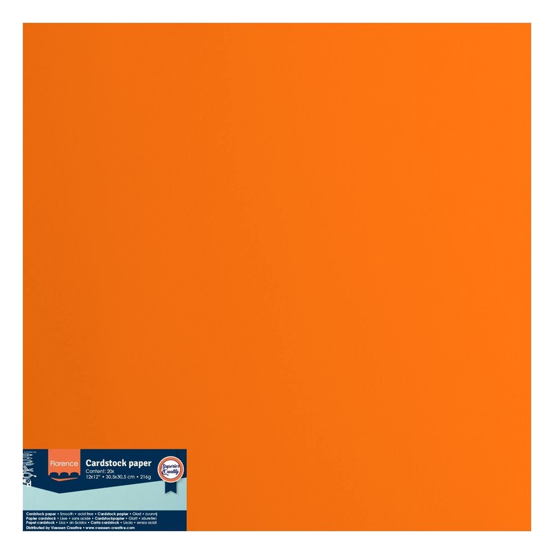 Vaessen Creative Florence Smooth Cardstock Paper, Melon Orange, 216 Grams,