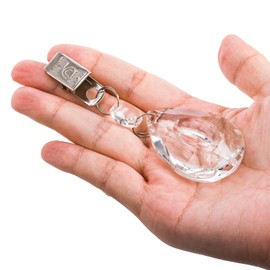 AVLA 16 Pack Tablecloth Weights Kit, Crystal Table Cover Pendants with Metal Clip Clamps, Glass Heavy Teardrop Prisms Table Cloth Hangers for Decoration, Outdoor Picnic, Family Dinner Party, Garden