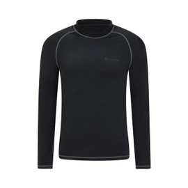 Mountain Warehouse Mens Long Sleeves Rash Vest - Quick Drying Rash Guard, Prevents Chafing, UPF50+ Sun Protection with Flat Seams - for, Swimming & Surfing Black XXL
