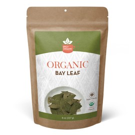 SPICY ORGANIC Bay Leaf (Indian Tej Patta) - 100% Pure USDA Organic - Non-GMO, Gluten-Free - Comes in a Resealable Pack - Non-Irradiated Naturally Dried Whole Leaves- 114 Servings Per Container, 8 Oz (227 grams)