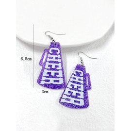Glitter CHEER Megaphone Earrings Cheer Game Day Earrings Football Rugby Ball Sports Cheerleading Team Sports Fans Favors, Acrylic, No Gemstone