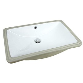 KINGSMAN 24 Inch Rectrangle Undermount Vitreous Ceramic Lavatory Vanity Bathroom Vessel Sink Pure White (24 Inch)