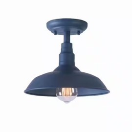 10" Semi Flush Mount Ceiling Light Fixture in Blue Finish, Stylish Metal Fixture for Indoor and Outdoor Spaces, Weather Resistant