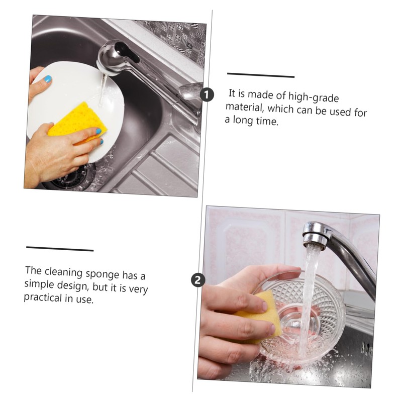 KOMBIUDA 4pcs Wood Pulp Dishwashing Sponge Heavy Duty Cellulose Scrub