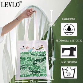LEVLO Peter Musical Canvas Tote Bag Gift For Peter Fans Fairytale Fans Merch (Peter Musical Tote), Peter Musical Tote, Large