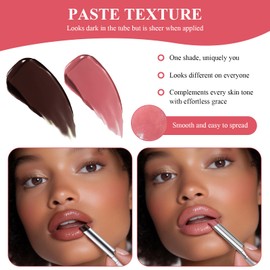 2 Pcs Black Honey Lipstick Black Lip Gloss Black Honey Lip Oil Pink Honey Honey Lipstick Set Black & Pink Moisture Shine Lipstick Honey Lip Balm and 2 White Lip Brush Suitable for Dry Lips