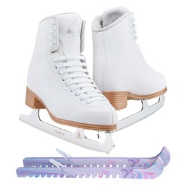 Jackson Classic JC501 Girls Figure Ice Skates Kids 1 Bundle with Skate Guards