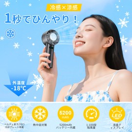 Handy Fan, Equipped with Cooling Plate, Large Airflow, Portable Fan, Cooling Sensation, Handheld Fan, 100 Levels of Air Flow Adjustment, Long Time Operation, Cooler Function, Mini Fan, Heatstroke