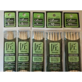 Clover Bamboo Premium - Set of 5 -  5"  Double Point Needles - Size 10 1/2 only - 5" DP - Size 10 1/2 (6.5 mm)