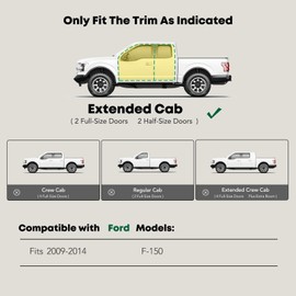 YHTAUTO 4.25" Running Boards Side Steps Compatible with Ford F-150 2019-2024, Extended Cab, Oval Bent Ends Carbon Steel Black Powder, Truck Cab Side Step Rails Off-Road Exterior Accessories, Set of 2