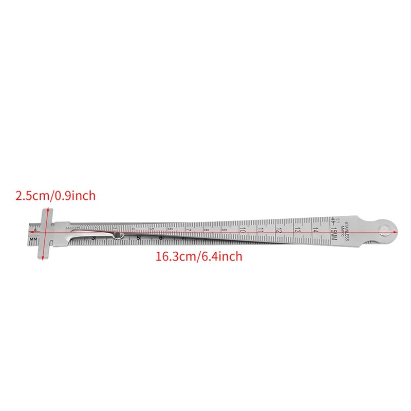 MUNEFE Stainless Steel Welding Taper Gauge, Depth Ruler Hole Inspection,
